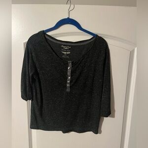 Gray American Eagle outfitters button down crop top